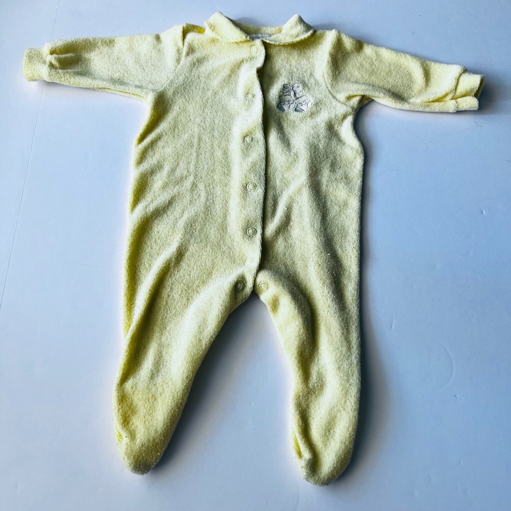 Vintage Carter's Terry Cloth Footed Sleeper 0-3M Yellow Made in USA